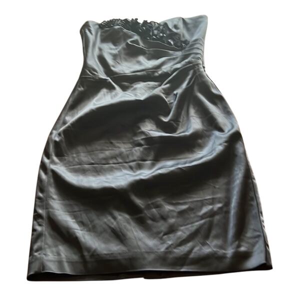 White House Black Market Suze 4 Black Satin Strapless Dress Semi Formal Holiday - Picture 3 of 10